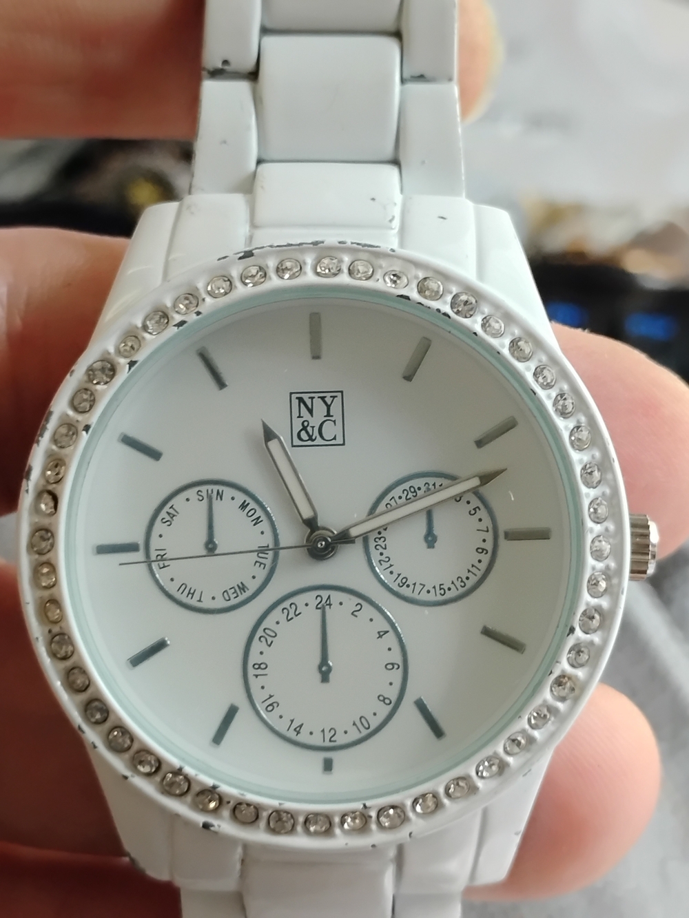 New York & Company White Crystal Accent Women’s Watch